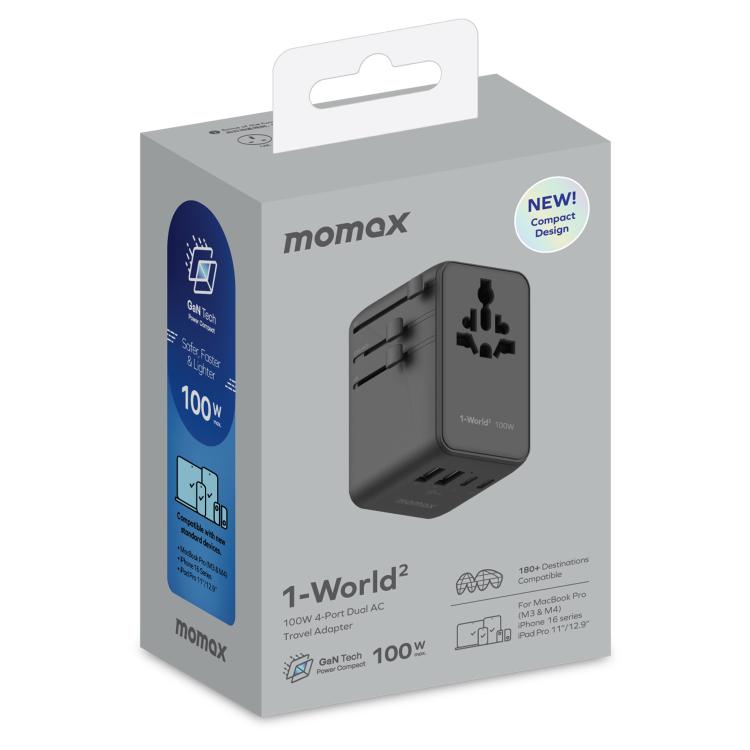 Caricabatterie da viaggio universale GaN MOMAX 100W 4 porte
