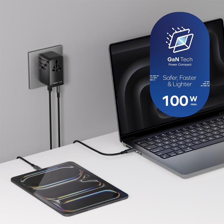 Caricabatterie da viaggio universale GaN MOMAX 100W 4 porte