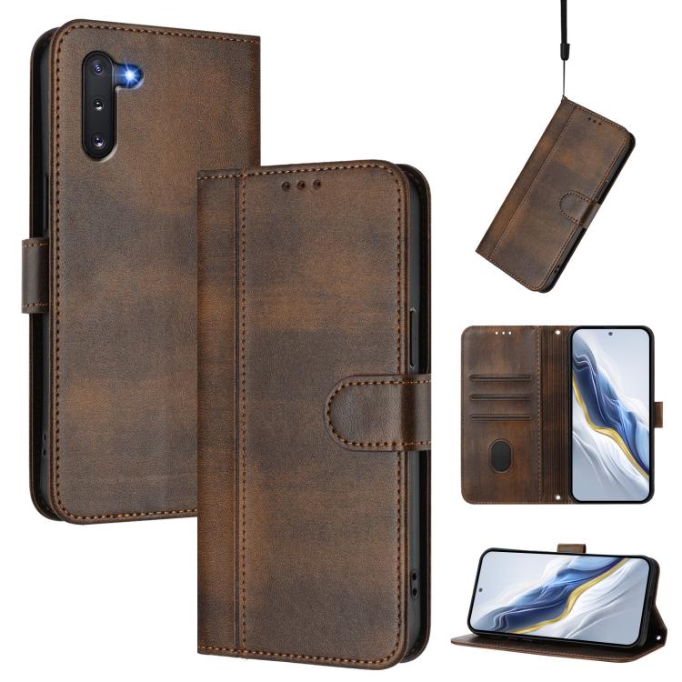Custodia per telefono in pelle stile retrò con fibbia a giunzione lineare, For Samsung Galaxy Note10, For Samsung Galaxy Note10+