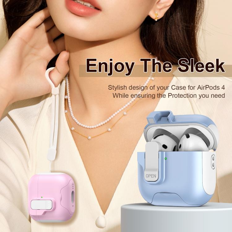 Custodia per auricolari con coperchio a scomparsa automatico e blocco di sicurezza., For AirPods Pro 3, For AirPods 4