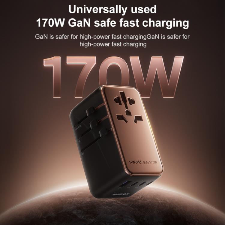 Caricabatterie da viaggio MOMAX UA17 170W GaN PD