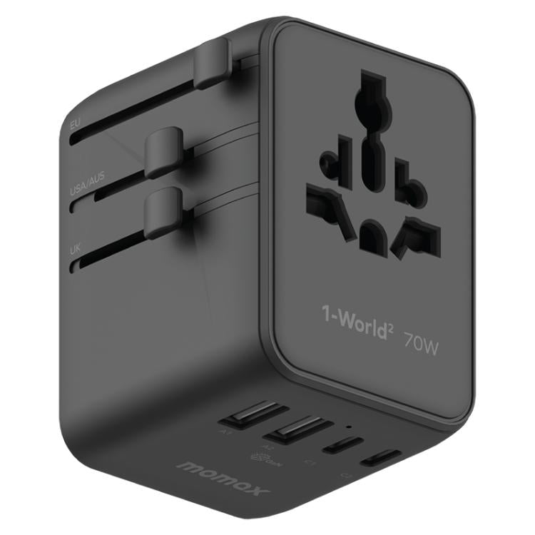 Caricabatterie da viaggio MOMAX UA22 70W Dual AC GaN