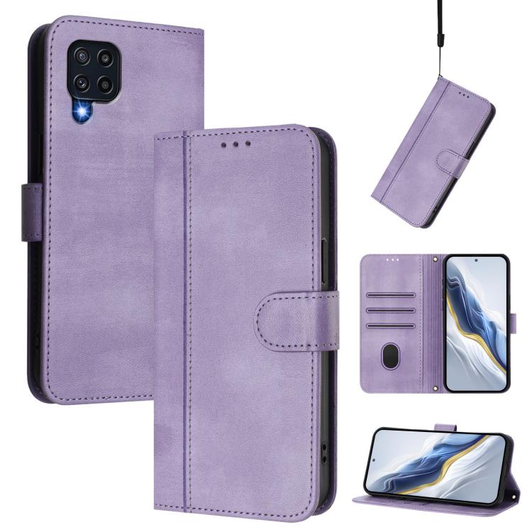 Custodia per telefono in pelle stile retrò con fibbia a giunzione lineare, For Samsung Galaxy M32 4G / M22, For Samsung Galaxy M62 / F64 4G