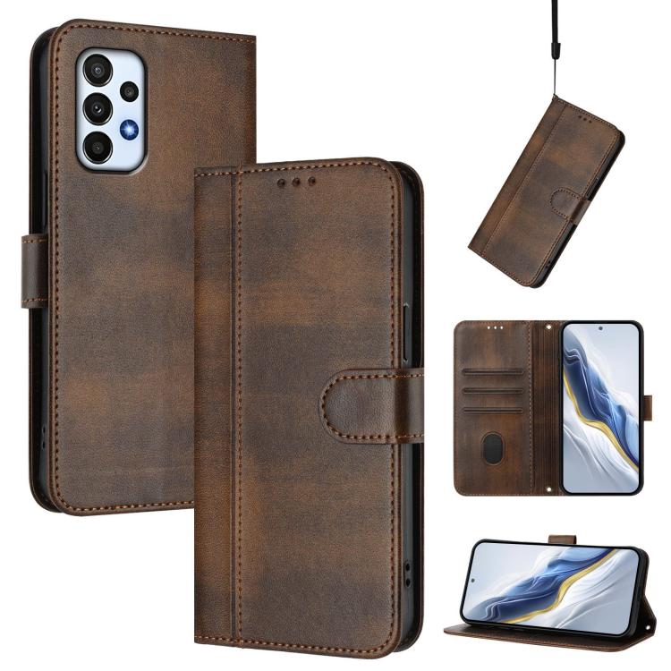 Custodia per telefono in pelle stile retrò con fibbia a giunzione lineare, For Galaxy A23 4G / 5G, For Galaxy A04 Core / A03 Core 4G, For Galaxy A04e 4G / F04 / M04 4G