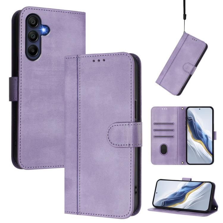Custodia per telefono in pelle stile retrò con fibbia a giunzione lineare, For Galaxy A27 5G, For Galaxy A17 5G, For Galaxy A07 4G