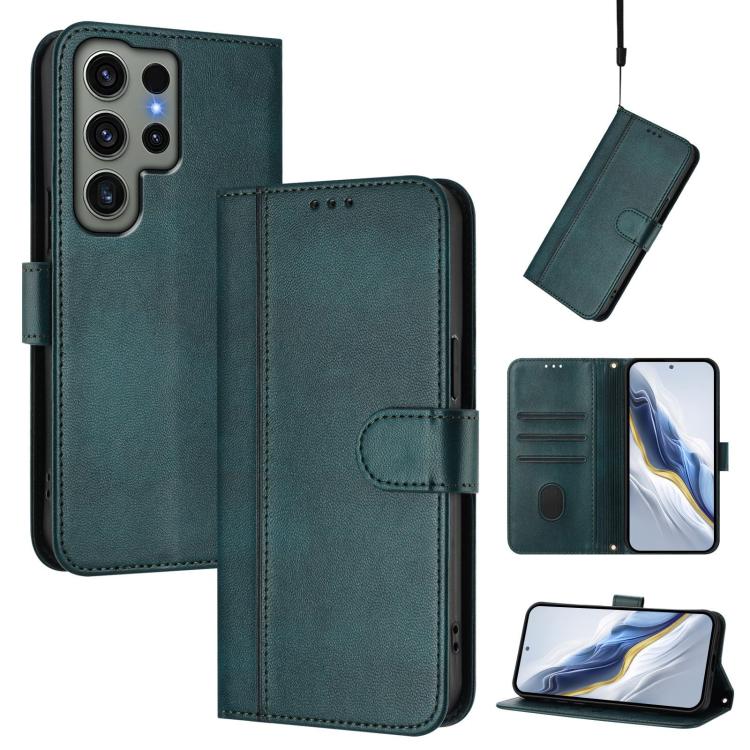 Custodia per telefono in pelle stile retrò con fibbia a giunzione lineare, For Samsung Galaxy S23 FE 5G, For Samsung Galaxy S23 Ultra 5G, For Samsung Galaxy S23+ 5G