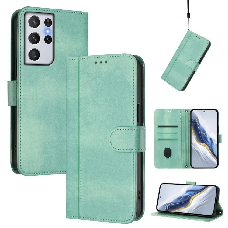 Custodia per telefono in pelle stile retrò con fibbia a giunzione lineare, For Samsung Galaxy S21 5G, For Samsung Galaxy S21+ 5G, For Samsung Galaxy S21 Ultra 5G