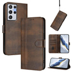 Custodia per telefono in pelle stile retrò con fibbia a giunzione lineare, For Samsung Galaxy S21 5G, For Samsung Galaxy S21+ 5G, For Samsung Galaxy S21 Ultra 5G