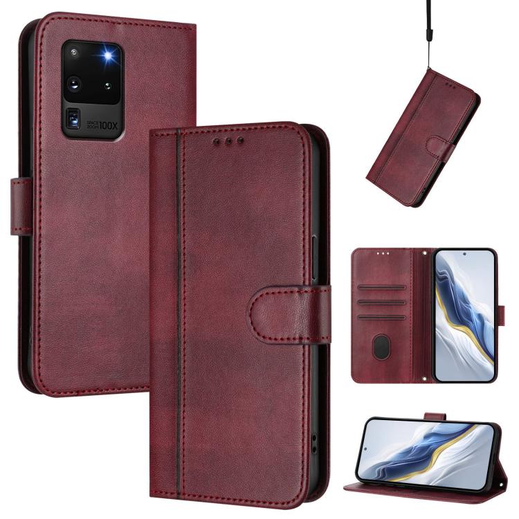 Custodia per telefono in pelle stile retrò con fibbia a giunzione lineare, For Samsung Galaxy S20 Ultra, For Samsung Galaxy S20, For Samsung Galaxy S20+