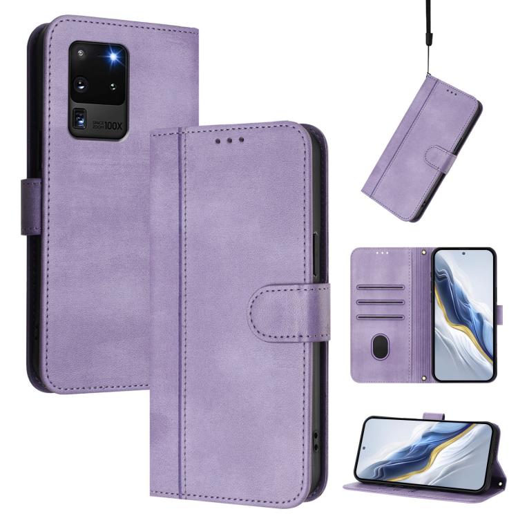 Custodia per telefono in pelle stile retrò con fibbia a giunzione lineare, For Samsung Galaxy S20 Ultra, For Samsung Galaxy S20, For Samsung Galaxy S20+