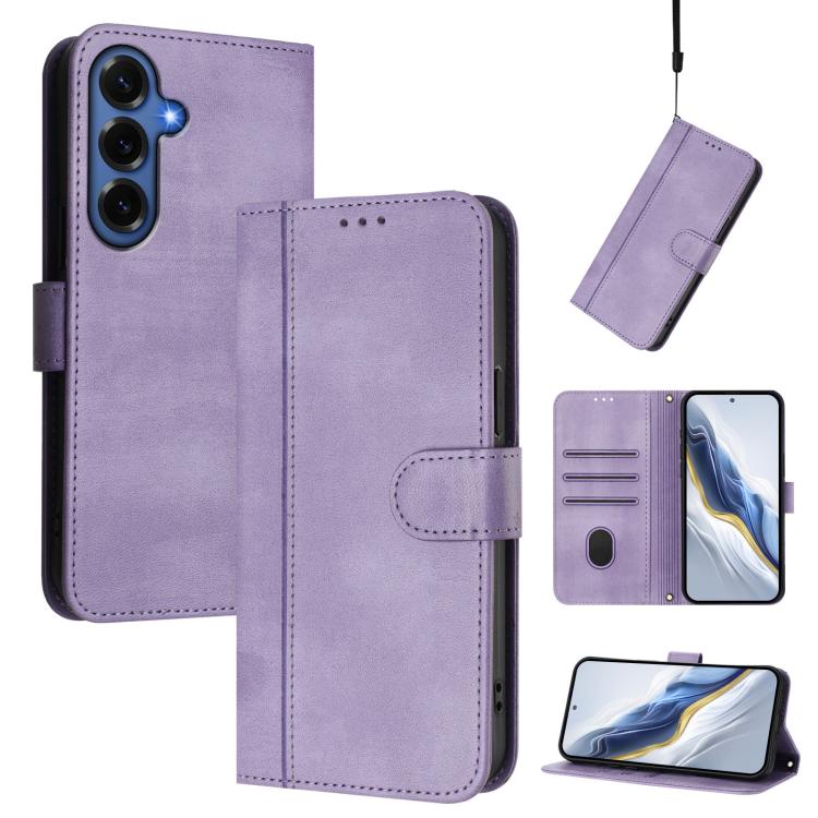 Custodia per telefono in pelle stile retrò con fibbia a giunzione lineare, For Galaxy S26 FE 5G, For Samsung Galaxy S26+ 5G, For Samsung Galaxy S26 Ultra 5G