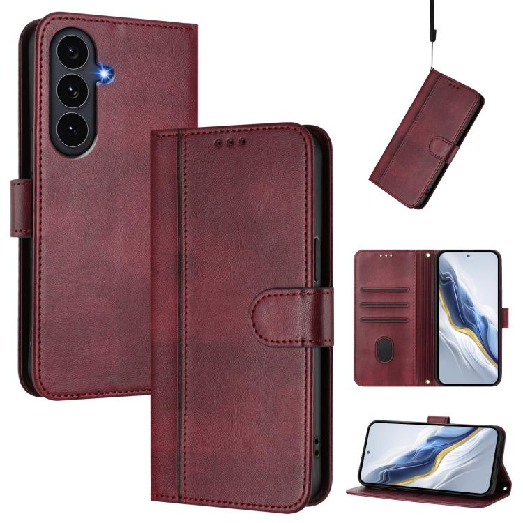Custodia per telefono in pelle stile retrò con fibbia a giunzione lineare, For Galaxy S26 FE 5G, For Samsung Galaxy S26+ 5G, For Samsung Galaxy S26 Ultra 5G
