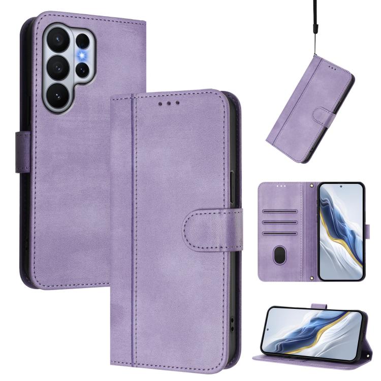 Custodia per telefono in pelle stile retrò con fibbia a giunzione lineare, For Galaxy S26 FE 5G, For Samsung Galaxy S26+ 5G, For Samsung Galaxy S26 Ultra 5G