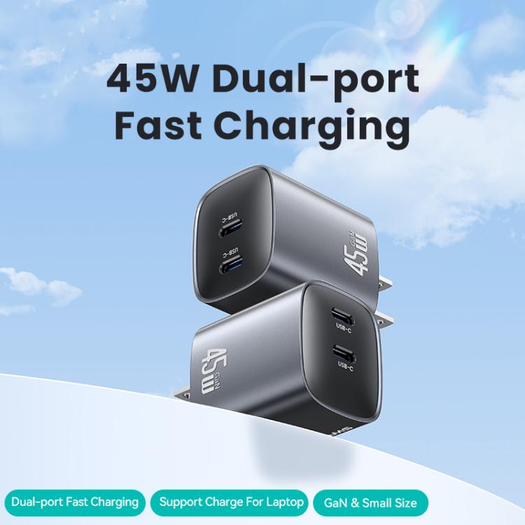 Caricabatterie rapido USAMS 45W Dual USB-C GaN