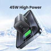 USAMS CC306 T66 45W Dual USB-C / Type-C GaN Fast Charger, US Plug, CC306