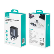 USAMS CC307 T66 45W Dual USB-C / Type-C GaN Fast Charger, UK Plug, CC307