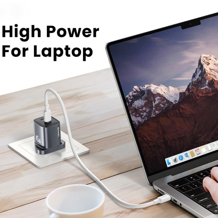 Caricabatterie rapido USAMS 45W Dual USB-C GaN UK Plug