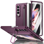Custodia per telefono antiurto con supporto pieghevole per lente effetto pelle integrata, scomparto per penna e penna inclusa., For Samsung Galaxy Z Fold5 5G, For Samsung Galaxy Z Fold4 5G, For Samsung Galaxy Z Fold3 5G