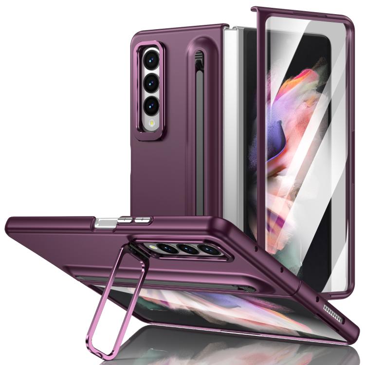 Custodia per telefono antiurto con supporto pieghevole per lente effetto pelle integrata, scomparto per penna e penna inclusa., For Samsung Galaxy Z Fold5 5G, For Samsung Galaxy Z Fold4 5G, For Samsung Galaxy Z Fold3 5G