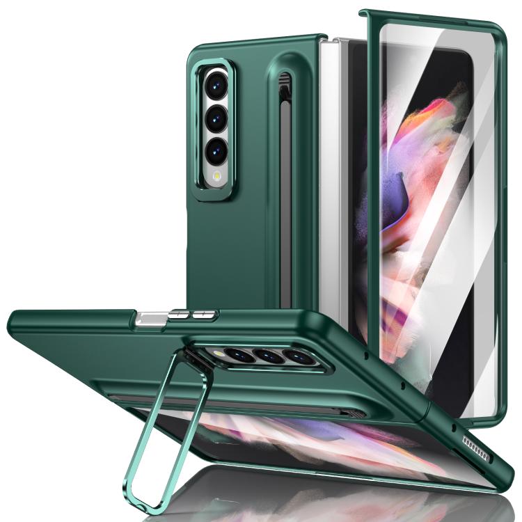 Custodia per telefono antiurto con supporto pieghevole per lente effetto pelle integrata, scomparto per penna e penna inclusa., For Samsung Galaxy Z Fold5 5G, For Samsung Galaxy Z Fold4 5G, For Samsung Galaxy Z Fold3 5G
