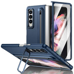 Custodia per telefono antiurto con supporto pieghevole per lente effetto pelle integrata, scomparto per penna e penna inclusa., For Samsung Galaxy Z Fold5 5G, For Samsung Galaxy Z Fold4 5G, For Samsung Galaxy Z Fold3 5G
