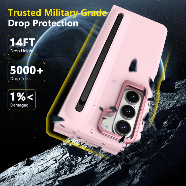 Custodia per telefono antiurto con supporto pieghevole per lente effetto pelle integrata, scomparto per penna e penna inclusa., For Samsung Galaxy Z Fold5 5G, For Samsung Galaxy Z Fold4 5G, For Samsung Galaxy Z Fold3 5G