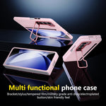Custodia per telefono antiurto con supporto pieghevole per lente effetto pelle integrata, scomparto per penna e penna inclusa., For Samsung Galaxy Z Fold5 5G, For Samsung Galaxy Z Fold4 5G, For Samsung Galaxy Z Fold3 5G