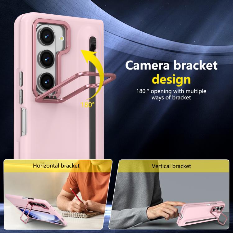 Custodia per telefono antiurto con supporto pieghevole per lente effetto pelle integrata, scomparto per penna e penna inclusa., For Samsung Galaxy Z Fold5 5G, For Samsung Galaxy Z Fold4 5G, For Samsung Galaxy Z Fold3 5G