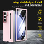 Custodia per telefono antiurto con supporto pieghevole per lente effetto pelle integrata, scomparto per penna e penna inclusa., For Samsung Galaxy Z Fold5 5G, For Samsung Galaxy Z Fold4 5G, For Samsung Galaxy Z Fold3 5G