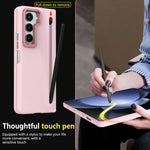 Custodia per telefono antiurto con supporto pieghevole per lente effetto pelle integrata, scomparto per penna e penna inclusa., For Samsung Galaxy Z Fold5 5G, For Samsung Galaxy Z Fold4 5G, For Samsung Galaxy Z Fold3 5G