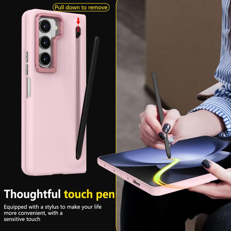 Custodia per telefono antiurto con supporto pieghevole per lente effetto pelle integrata, scomparto per penna e penna inclusa., For Samsung Galaxy Z Fold5 5G, For Samsung Galaxy Z Fold4 5G, For Samsung Galaxy Z Fold3 5G
