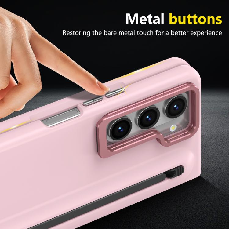 Custodia per telefono antiurto con supporto pieghevole per lente effetto pelle integrata, scomparto per penna e penna inclusa., For Samsung Galaxy Z Fold5 5G, For Samsung Galaxy Z Fold4 5G, For Samsung Galaxy Z Fold3 5G