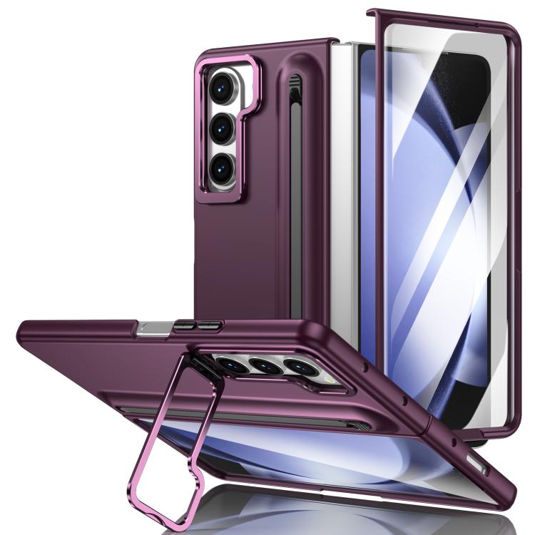 Custodia per telefono antiurto con supporto pieghevole per lente effetto pelle integrata, scomparto per penna e penna inclusa., For Samsung Galaxy Z Fold5 5G, For Samsung Galaxy Z Fold4 5G, For Samsung Galaxy Z Fold3 5G