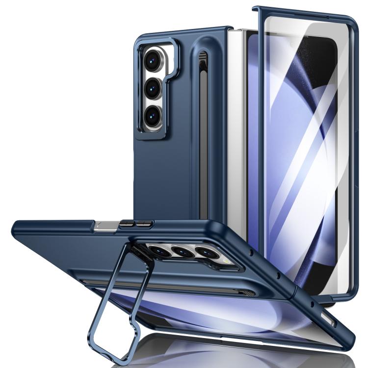 Custodia per telefono antiurto con supporto pieghevole per lente effetto pelle integrata, scomparto per penna e penna inclusa., For Samsung Galaxy Z Fold5 5G, For Samsung Galaxy Z Fold4 5G, For Samsung Galaxy Z Fold3 5G