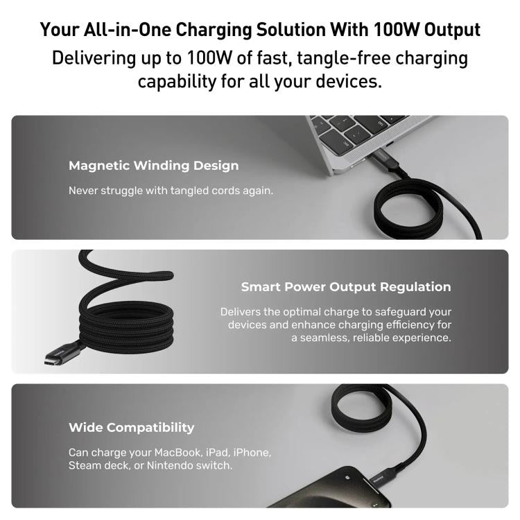 Cavo USB-C magnetico 100W 2m per iPhone 15 e 16
