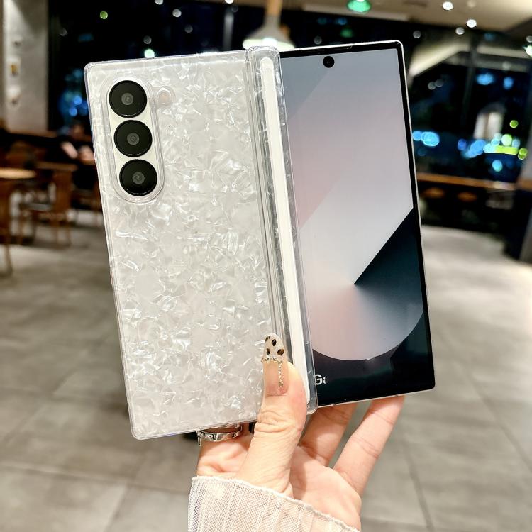 Custodia per telefono con texture a guscio perlato ad asse magnetico, For Samsung Galaxy Z Fold5 5G, For Samsung Galaxy Z Fold4 5G