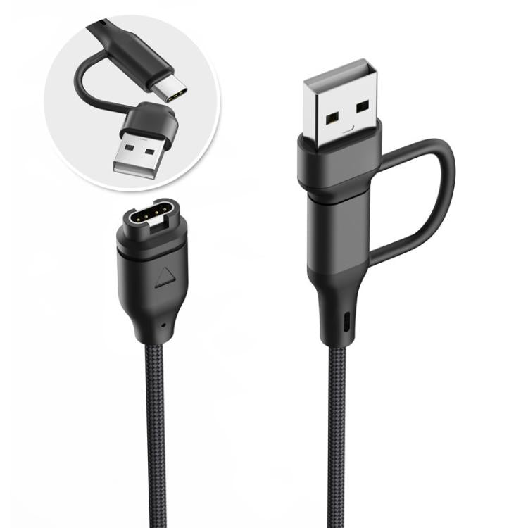 Cavo di ricarica per smartwatch xDfind 2 in 1 con porte Type-C e USB-A, lunghezza: 1 m, For Garmin Fenix 8 / 7X / 6S Pro