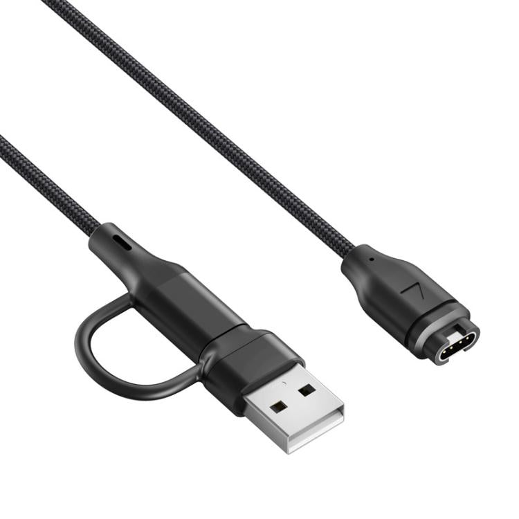 Cavo di ricarica per smartwatch xDfind 2 in 1 con porte Type-C e USB-A, lunghezza: 1 m, For Garmin Fenix 8 / 7X / 6S Pro