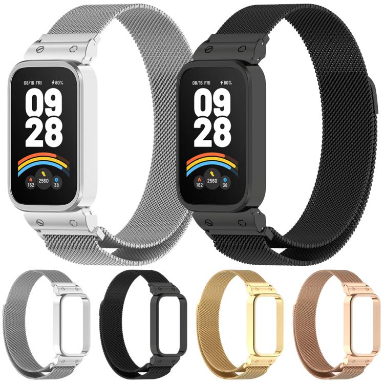 Cornice per orologio xDfind con cinturino magnetico in metallo integrato., For Xiaomi Band 10 Pro/9 Pro/Redmi Watch 6/5/4, For Redmi Watch 5 / Watch 4, For Redmi Band 3 / Xiaomi Smart Band 9 Active, For Redmi Band 2 / Xiaomi Smart Band 8 Active