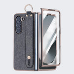 Custodia per telefono antiurto integrata in policarbonato galvanizzato con texture glitterata e cinturino/anello da polso., For Samsung Galaxy Z Fold7 5G, For Samsung Galaxy Z Fold6 5G, For Samsung Galaxy Z Fold5 5G