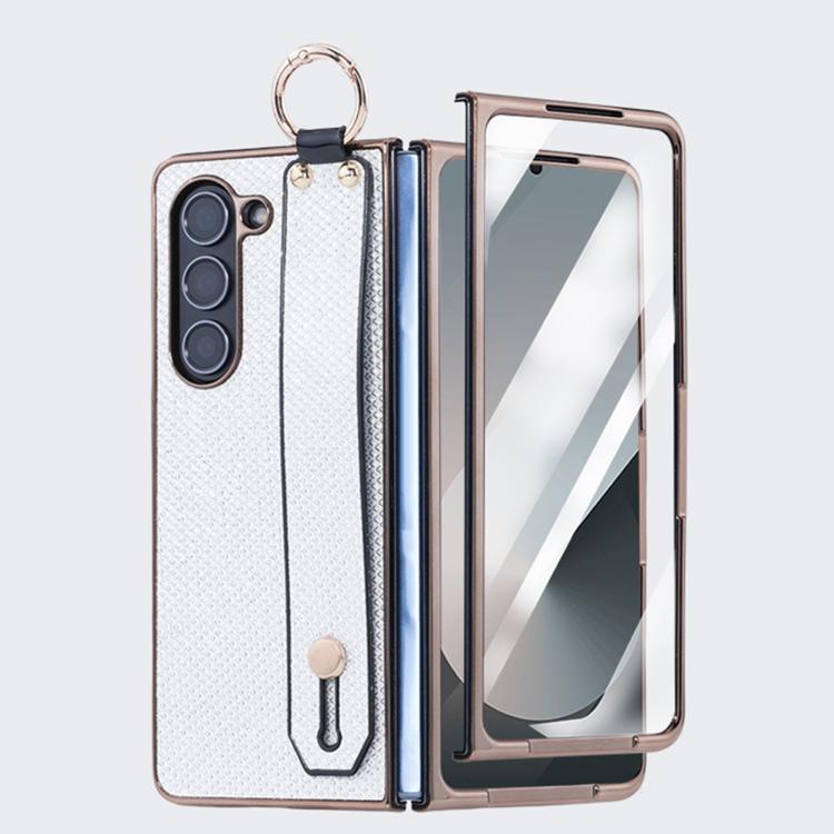 Custodia per telefono antiurto integrata in policarbonato galvanizzato con texture glitterata e cinturino/anello da polso., For Samsung Galaxy Z Fold7 5G, For Samsung Galaxy Z Fold6 5G, For Samsung Galaxy Z Fold5 5G