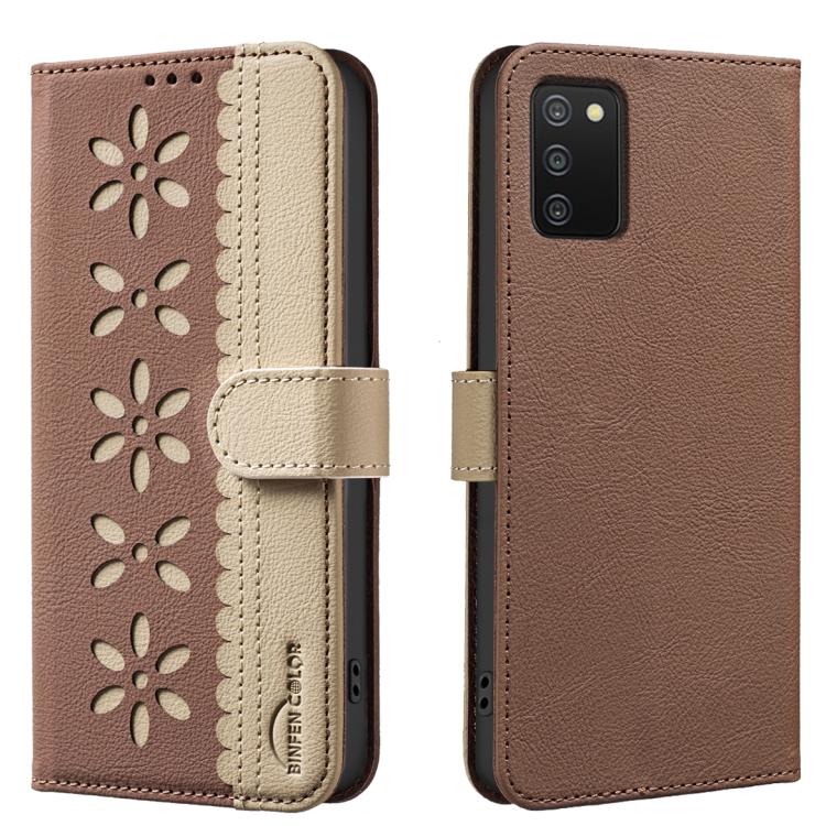 Custodia per telefono in pelle con motivo floreale traforato e protezione RFID., For Samsung Galaxy A13, For Samsung Galaxy A52 / A52S, For Samsung Galaxy A02S / A03S, For Samsung Galaxy A22 4G