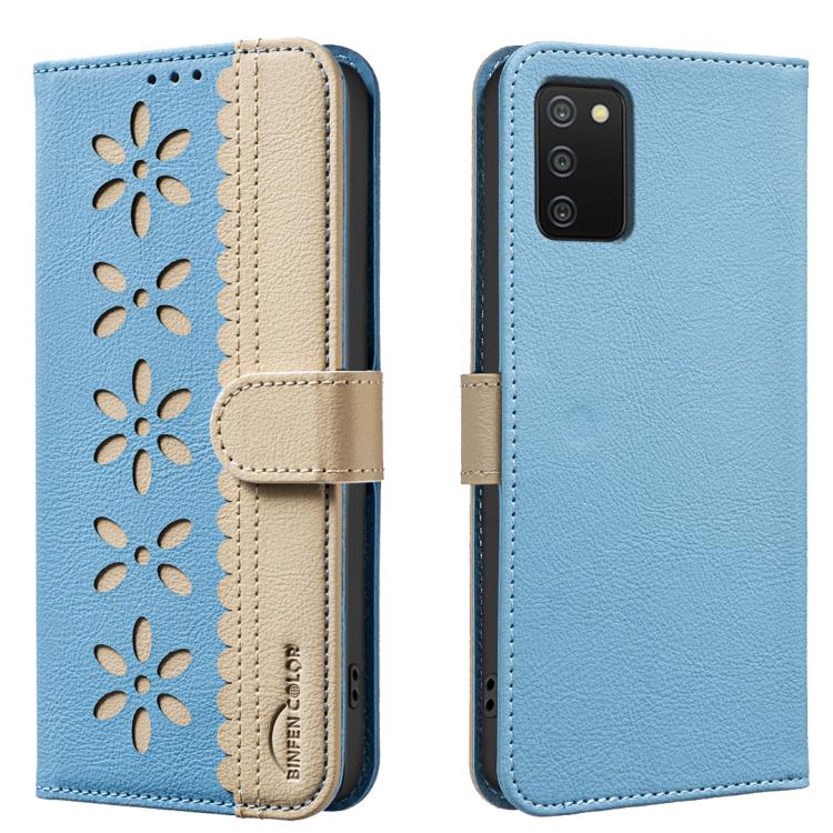 Custodia per telefono in pelle con motivo floreale traforato e protezione RFID., For Samsung Galaxy A13, For Samsung Galaxy A52 / A52S, For Samsung Galaxy A02S / A03S, For Samsung Galaxy A22 4G