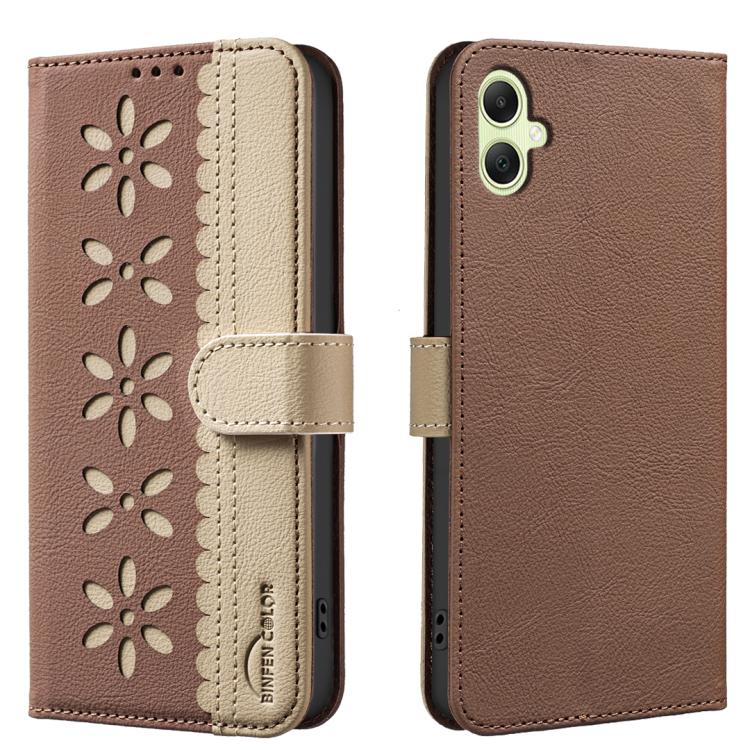 Custodia per telefono in pelle con motivo floreale traforato e protezione RFID., For Samsung Galaxy A35 5G, For Samsung Galaxy A05, For Samsung Galaxy A05S, For Samsung Galaxy A24 4G