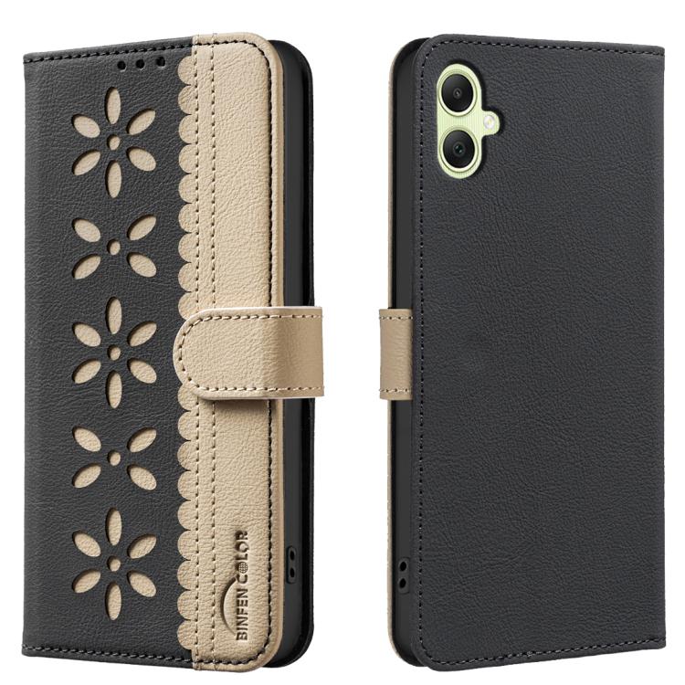 Custodia per telefono in pelle con motivo floreale traforato e protezione RFID., For Samsung Galaxy A37 5G, For Samsung Galaxy A27 5G, For Samsung Galaxy A06, For Samsung Galaxy A36 5G / A56 5G