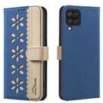 Custodia per telefono in pelle con motivo floreale traforato e protezione RFID., For Samsung Galaxy A12