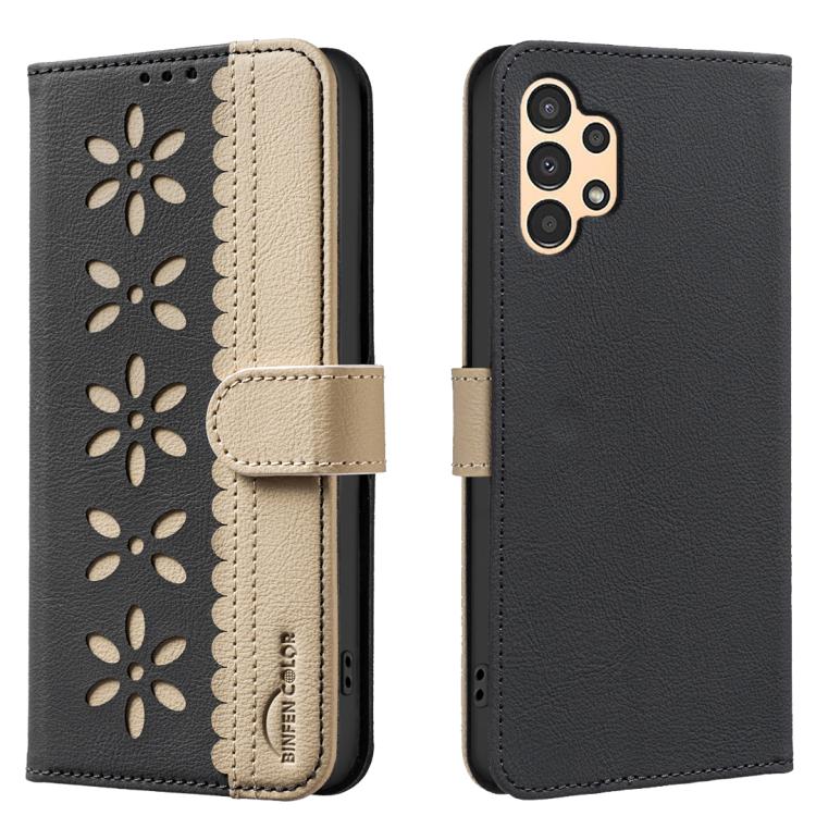 Custodia per telefono in pelle con motivo floreale traforato e protezione RFID., For Samsung Galaxy A13, For Samsung Galaxy A52 / A52S, For Samsung Galaxy A02S / A03S, For Samsung Galaxy A22 4G