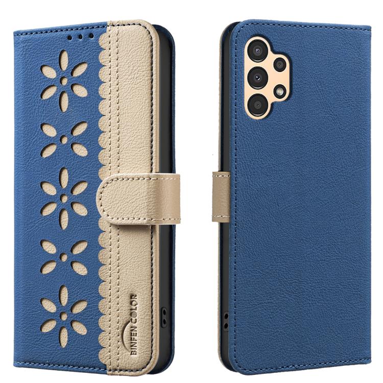 Custodia per telefono in pelle con motivo floreale traforato e protezione RFID., For Samsung Galaxy A13, For Samsung Galaxy A52 / A52S, For Samsung Galaxy A02S / A03S, For Samsung Galaxy A22 4G