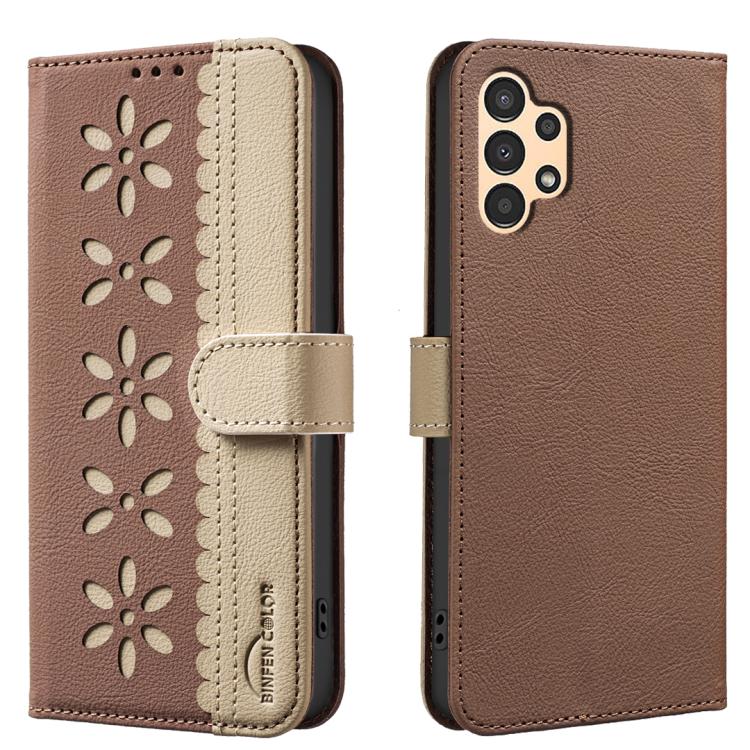 Custodia per telefono in pelle con motivo floreale traforato e protezione RFID., For Samsung Galaxy A13, For Samsung Galaxy A52 / A52S, For Samsung Galaxy A02S / A03S, For Samsung Galaxy A22 4G