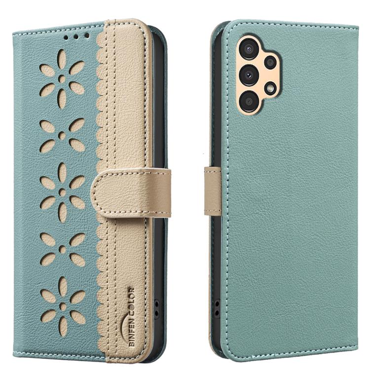 Custodia per telefono in pelle con motivo floreale traforato e protezione RFID., For Samsung Galaxy A13, For Samsung Galaxy A52 / A52S, For Samsung Galaxy A02S / A03S, For Samsung Galaxy A22 4G